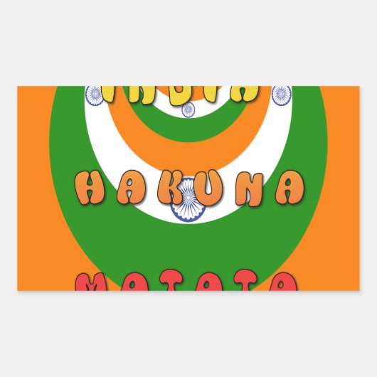 Mooie India Nationale Vlag Kleuren Hakuna Matata Rechthoekige Sticker (Voorkant)