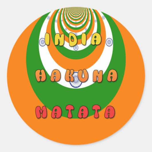 Mooie India Nationale Vlag Kleuren Hakuna Matata Ronde Sticker (Voorkant)