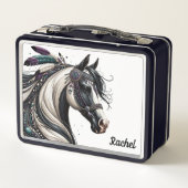 Mooie indiaanse paard metalen lunchbox (Achterkant)