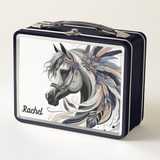 Mooie indiaanse paard metalen lunchbox (Voorkant)