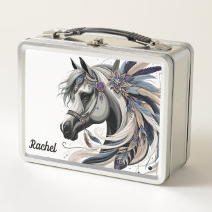 Mooie indiaanse paard metalen lunchbox