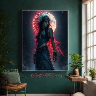 Mooie Indiaanse vrouw Celestial Canvas Afdruk