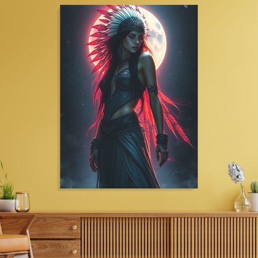 Mooie Indiaanse vrouw Celestial Canvas Afdruk (Insitu (Woonkamer))