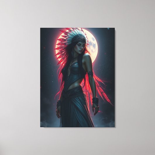 Mooie Indiaanse vrouw Celestial Canvas Afdruk (Voorkant)