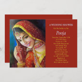 Mooie Indiase meisje douche uitnodiging (Voorkant / Achterkant)