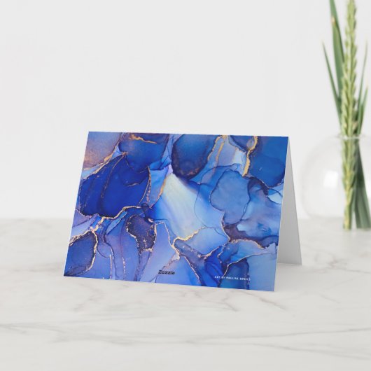 Mooie Indigo Blue en Gold Abstracte Note Kaart (Achterkant)