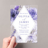 Mooie Indigo Floral Lijst bruiloft Acryl Uitnodigingen (Insitu (Draagbaar))