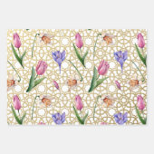 Mooie indigolie en gouden lentesbloem inpakpapier vel (Voorkant)