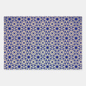 Mooie indigolie en gouden lentesbloem inpakpapier vel (Voorkant 3)