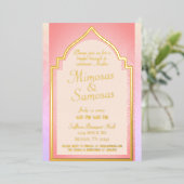 Mooie Indische Mimosas en Samosas Bridal Brunch Folie Uitnodiging (Staand Voorkant)