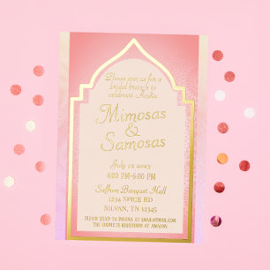 Mooie Indische Mimosas en Samosas Bridal Brunch Folie Uitnodiging