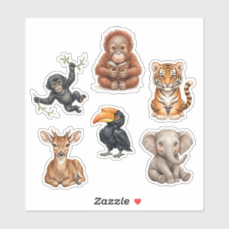 Mooie Indonesische Wilde Dieren Sticker Set Exotis