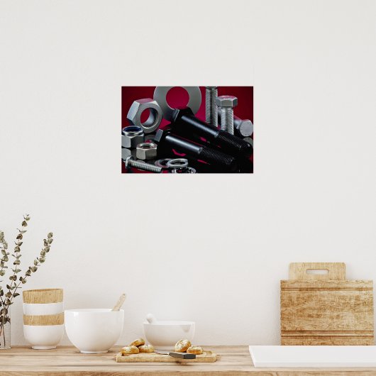 Mooie industriële bevestigingsmiddelen poster (Keuken)