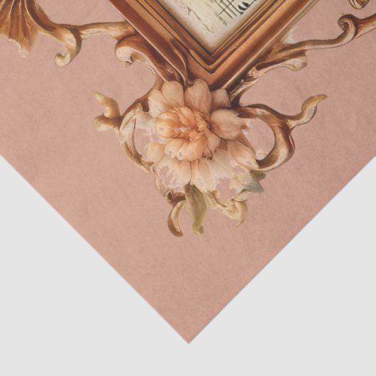 Mooie ingelijste bloemenvogel & kooi Decoupage Tissuepapier (Detail)