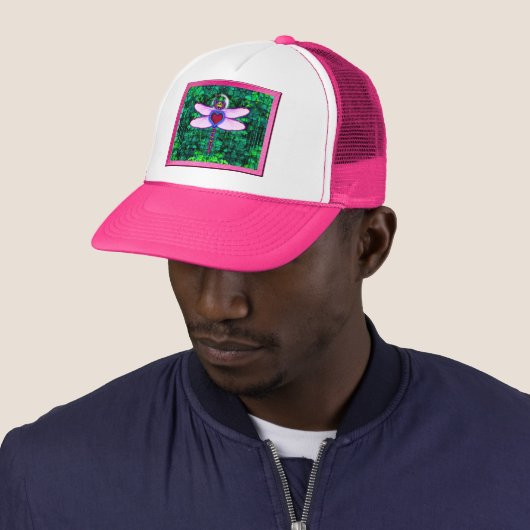 Mooie ingelijste “Crackel ingelijste Libel” Kunstw Trucker Pet (In situ)