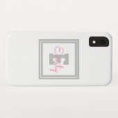 Mooie ingelijste naam & monogram | Lichtgrijs & Ro Case-Mate iPhone Case (Achterkant (horizontaal))