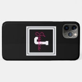 Mooie ingelijste naam & monogram | Zwart Wit & Roz Case-Mate iPhone Case (Achterkant (horizontaal))