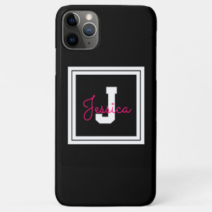 Mooie ingelijste naam & monogram Zwart Wit & Roz Case-Mate iPhone Case