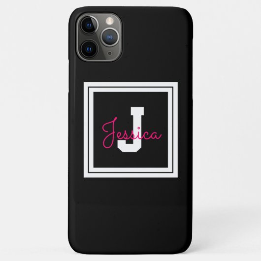 Mooie ingelijste naam & monogram | Zwart Wit & Roz Case-Mate iPhone Case (Achterkant)
