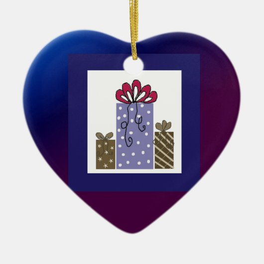 Mooie Ingepakte Cadeaus Keramisch Ornament (Voorkant)