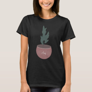Mooie ingepote plant gepersonaliseerde naam t-shirt
