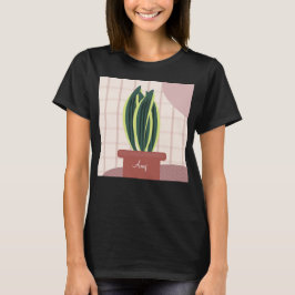 Mooie ingepote slangplant met naam op maat t-shirt