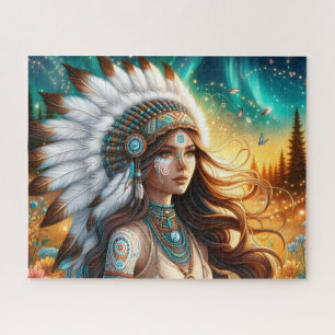 Mooie inheemse Amerikaanse spirituele vrouw Legpuzzel