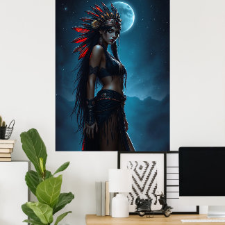 Mooie inheemse Amerikaanse vrouw Celestial Vollema Poster