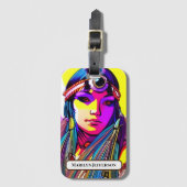 Mooie inheemse Amerikaanse vrouw. Editable name. Bagagelabel (Voorkant (verticaal))