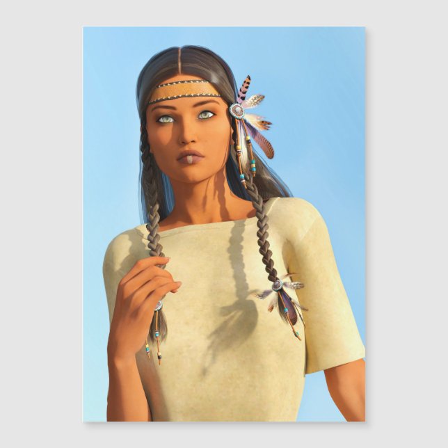 Mooie inheemse Amerikaanse vrouw inheemse outfit (Voorkant)