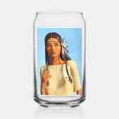 Mooie inheemse Amerikaanse vrouw inheemse outfit Blikvorm Glas (Voorkant)