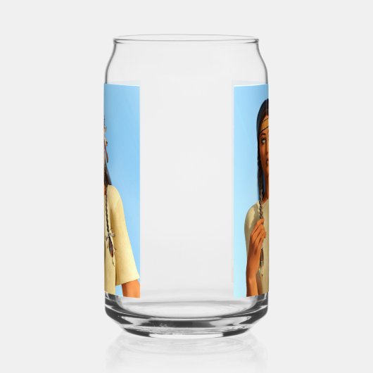 Mooie inheemse Amerikaanse vrouw inheemse outfit Blikvorm Glas (Rechts)