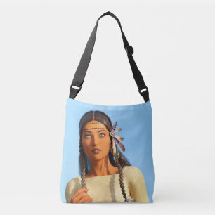 Mooie Inheemse Amerikaanse Vrouw Inheemse Outfit Crossbody Tas