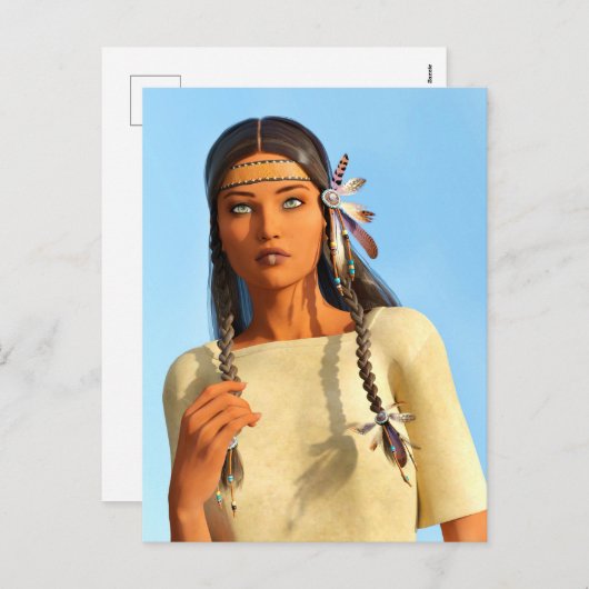 Mooie inheemse Amerikaanse vrouw inheemse outfit Feestdagenkaart (Voorkant / Achterkant)