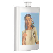 Mooie inheemse Amerikaanse vrouw inheemse outfit Flacon (Rechts)