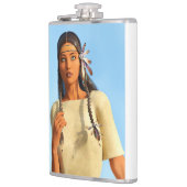 Mooie inheemse Amerikaanse vrouw inheemse outfit Heupfles (Links)