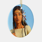 Mooie inheemse Amerikaanse vrouw inheemse outfit Keramisch Ornament (Rechts)