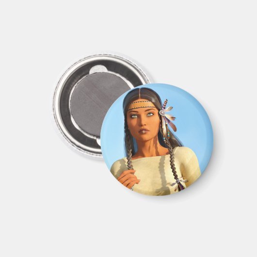 Mooie inheemse Amerikaanse vrouw inheemse outfit Magneet (Voorkant / Achterkant)