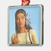 Mooie inheemse Amerikaanse vrouw inheemse outfit Metalen Ornament (Links)