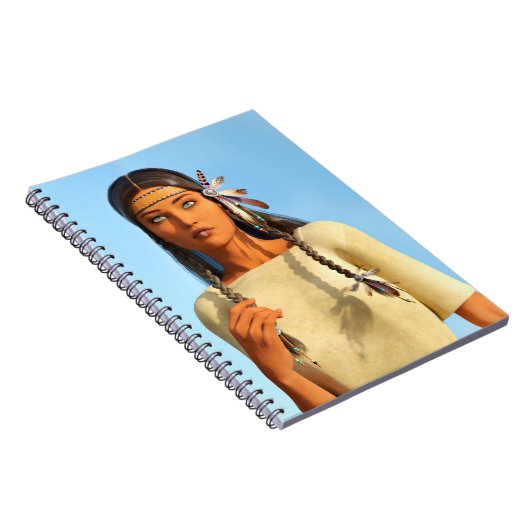 Mooie inheemse Amerikaanse vrouw inheemse outfit Notitieboek (Rechterzijde)