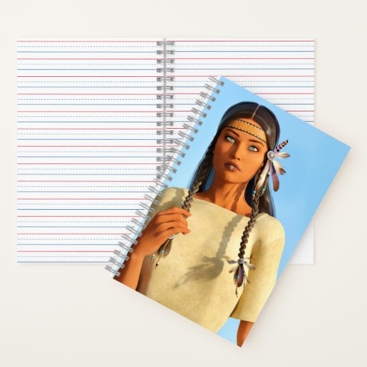 Mooie inheemse Amerikaanse vrouw inheemse outfit Notitieboek (Binnen)