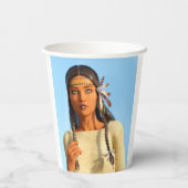 Mooie inheemse Amerikaanse vrouw inheemse outfit Papieren Bekers (Achterkant)