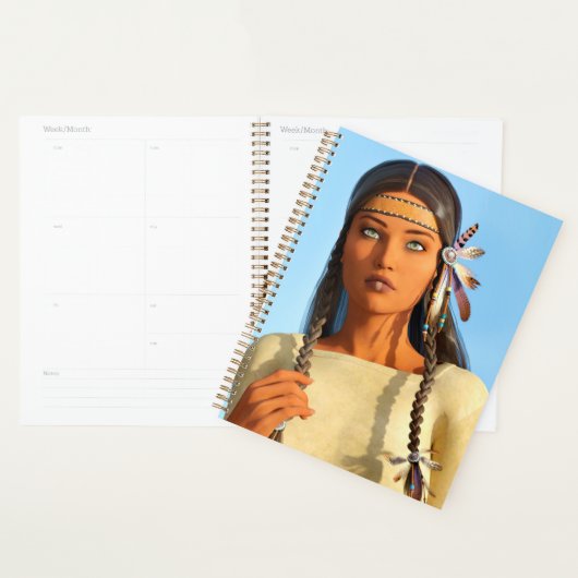 Mooie inheemse Amerikaanse vrouw inheemse outfit Planner (Display)