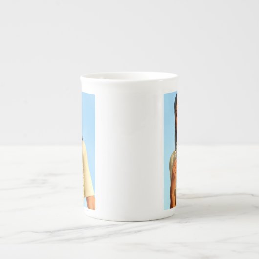 Mooie inheemse Amerikaanse vrouw inheemse outfit Porselein Kop (Voorkant)