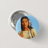 Mooie inheemse Amerikaanse vrouw inheemse outfit Ronde Button 3,2 Cm (Voorkant /achterkant)