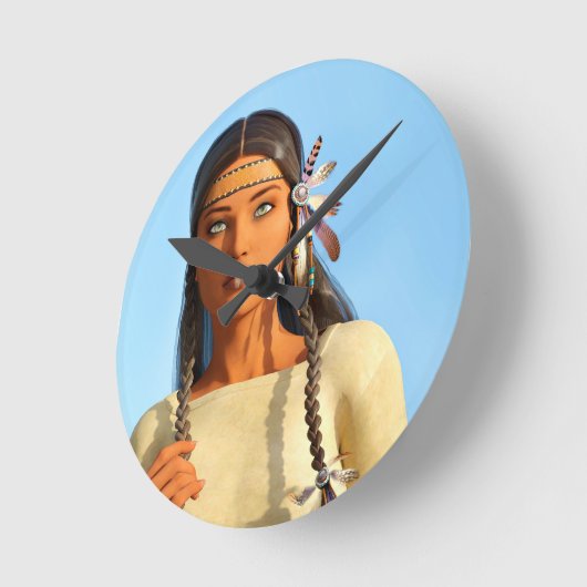 Mooie inheemse Amerikaanse vrouw inheemse outfit Ronde Klok (Hoek)