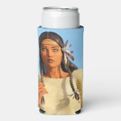 Mooie inheemse Amerikaanse vrouw inheemse outfit Seltzer Blikjeskoeler (Seltzer Voorkant)