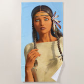 Mooie inheemse Amerikaanse vrouw inheemse outfit Strandlaken (Voorkant)