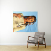 Mooie inheemse Amerikaanse vrouw inheemse outfit Wandkleed (In Situ (horizontaal))