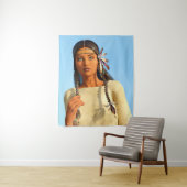 Mooie inheemse Amerikaanse vrouw inheemse outfit Wandkleed (In situ)